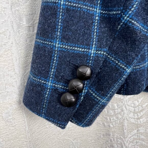 Talbots 16WP Shetland Wool Windowpane Plaid Equestrian Jacket Blazer ducks - Picture 6 of 9